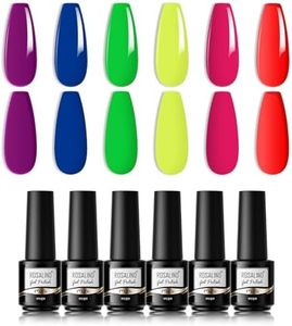 ROSALIND 6 Colores Pintauñas, Neon Rojo Púrpura Naranja Verde Azul Esmaltes Permanentes Para Uñas, Esmalte Semipermanente, UV Gel de uñas semipermanente Nail Art 6Pcs
