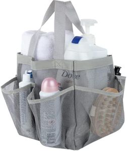 7 Pocket Shower Caddy Tote, Grey - Keep your shower essentials within easy reach. Shower caddies are perfect for college dorms, gym, shower, swimming and travel. Mesh allows water to drain easily.