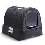 Curver Petlife Cat Litter Box with Lid and Scoop, Easy-Clean Drawer System for Hygienic Maintenance, Odour-Control Filter and Paw Scraper Grid, 51.5 x 38.5 x 40 cm, Anthracite