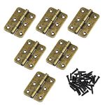 JJWNMLL 6 pcs Retro Door Hinges 2 inch Folding Butt Hinges Thickened Timber Door Hinge with 38 PCS Antique Hinge Screws for Home Furniture Hardware Cabinet Closet Door Drawer Wood Box (Ancient Bronze)