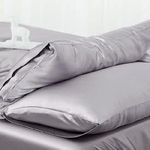 Libea Anti-Hair Breakge Satin Pillow Covers Pack 2 with Envelope Clouser (Lilly Gray)