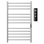 MENATT 12 Bars Heated Towel Warmer Racks Wall Mounted,Stainless Steel Electric Heated Towel Rack for Bathroom,Towel Warmer Rack with Built-in Timer,Adjustable Temperature,Brushed Nickel