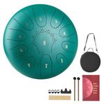 VEVOR Steel Tongue Drum, 10 in 11 Notes Rain Drum for Outside Garden, C Major Musical Drums with Music Book & Mallets, Percussion Instrument for Meditation Yoga Beginner Musical Education, Green