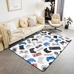 Homewish Video Area Rugs 100x150cm,Kids Teens Boys Pc Gamer Rug,Modern Gaming Carpet,Gamepad Non Slip Decorative Rug for Living Room
