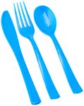 Royal Blue Solid Assorted Plastic Cutlery - Classy & Elegant Flatware Design - Perfect for Parties, Weddings & Events - 18ct