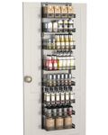 TOPWE Over Door Storage, 8 Tier Metal Hanging Door Storage, Adjustable Pantry Storage Organizer with Hook for Each Layer, Wall Mounted Pantry Organizers and Kitchen Door Spice Rack, Black