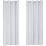 Deconovo White Curtains, Super Soft Dotted Line Foil Printed Thermal Insulated Window Treatment, Eyelet Blackout Curtains for Living Room, 46 x 54 Inch(Width x Drop), Silver Grey, 2 Panels