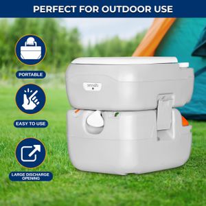 SereneLife Portable Camping Toilet 22L – Leak-Proof Cassette Porta Potty, White
