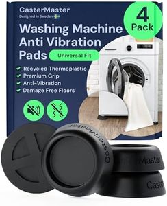 CasterMaster Universal Anti-Vibration Washer & Dryer Pads 4pc, Absorber Rubber Mats - Reduce Noise Prevent Walking, Vibration Absorber & Floor Protector, Anti-Slip Anti-Walk Fits All Washing Machines