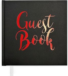 Plantvibes Livre d'or de mariage – 72 pages de papier de qualité supérieure, papier épais, ne pousse pas, style vintage, avec un titre rouge – Idéal pour les mariages, les anniversaires, les