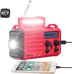 Hand Crank Emergency Radio,Solar AM/FM/Shortwave/NOAA Weather Radio with LED Flashlight,Reading Lamp,USB Charging Port,SOS,Compass,IPX6 Waterproof,Portable Rechargeable Radio for Outdoor/Power Outage