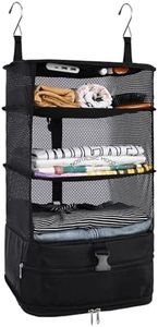 Surblue Hanging Closet Storage Bag Collapsible 3-Shelf Washable Oxford Fabric with 2 Hooks (L 11.41 * 11.41 * 19.68in, Black)