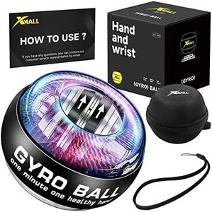 XMALL Wrist Power Gyro Ball, Hand Forearm Strengthener, Wrist Trainer, Auto-Start Colorful Lighting (Black)