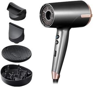 Remington One Dry & Style Hair Dryer D6077 | 2000 Watts Professional Blow Dryer With Sensor, Dual Ionic System, 4 Attachments:Slim Concentrator, Flyaway Tamer, Gentle&Curl Defining Diffusers, Black