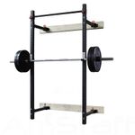 Amstaff TP019W Folding Wall Mount Squat Rack - Heavy Duty Adjustable Power Rack for Strength Training, Weightlifting, and Home Gym Workouts - Space-Saving Design, Full Retractable Fold Back System