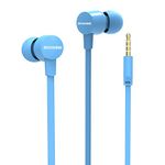 MOXKING Wired Tangle Free Earphones With for kids women small ears, Comfortable and Lightweight Flat Cable Ear bud with Microphone and Volume Control for Cell Phone Laptop (Blue)