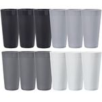 US Acrylic Newport 32 Ounce Unbreakable Plastic Stackable Iced-Tea Tumblers in Grey Stone | Set of 12 Drinking Cups | Reusable, BPA-Free, Made in The USA, Top-Rack Dishwasher and Microwave Safe