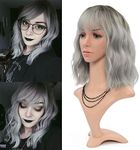 FAELBATY Grey Wigs With Bangs Women