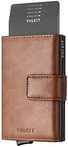 VULKIT Pop Up Wallet, Leather Automatic Credit Card Holder Wallet RFID Blocking Bifold Pocket Wallet with Banknote Slot for Women Men