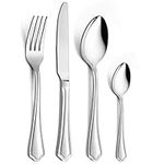 Cutlery Sets, Homikit 24 Piece Cutlery Set, Stainless Steel Fork Knife Spoon Set for 6, Flatware Silverware Tableware for Home Travel Party, Mirror Finished & Dishwasher Safe - Scalloped Edge