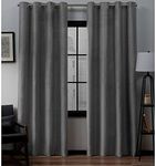 Exclusive Home Loha Linen Grommet Top Curtain Panel Pair, 54"x108", Black Pearl