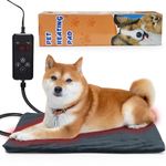 NAMOTEK Pet Heating Pad Adjustable Temperature with Timer, Waterproof Heated Mat with Chew Resistant Cord, Auto Power-Off Electric Indoor Pet Heat Pad for Dogs and Cats
