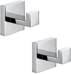 Bathroom Hooks, YGIVO Towel Robe/Coat Clothes Hook Chrome Polished SUS304 Stainless Steel Square Hanger Wall Hooks Heavy Duty for Bath Kitchen Bedroom Garage Hotel Wall Mounted 2 Pack