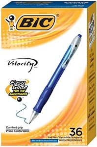 BIC Velocity Retractable Ballpoint Pens, Medium Point (1.0 mm), Blue Ink Pens, 36-Count Pack