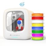AI-Powered 3D Printer for Kids, Beginner 3D Printer with 8 PLA Filament Set, Huge Toy Library & Modify, Wi-Fi & App Control, Create STEM Toys, High Precision, 16+ Mini 3D Design Module, X-Maker Joy