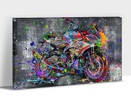 Graffiti Wall Art - Banksy Canvas Wall Art, Cool Motorcycle Graffiti Poster Pictures Gift for Men Teen, Street Graffiti Art Print, Colorful Banksy Framed Artwork for Living Room Wall Decor 18x24 Inch