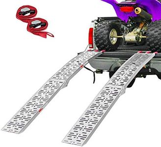 Clevr 7.5' Folding Arched Aluminum Loading Truck Ramps (2 pc Set) for ATVs, UTVs, Motorcycles, Dirt Bikes, 4 Wheelers, Lawnmowers, 90" Long, 1,500 lbs Capacity