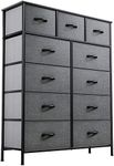 YITAHOME Fabric Dresser with 11 Drawers, Tall Dresser, Chest of Drawer for Hallway, Sturdy Steel Frame, Wooden Top