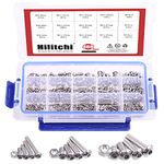 Hilitchi 460-Piece M3 M4 M5 Stainless Steel Button Head Hex Socket Head Cap Bolts Screws Nuts Assortment Kit