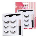 CALAILIS Magnetic Eyelashes for Women, Eyelashes Magnetic with Eye Makeup Waterproof Liquid Eye Liner, 3D Magnetic Lashes Natural Reusable Magnetic Flase Eyelashes 3 Pairs, Free Applicator(CY103)