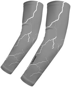 Autofy Active-Fit 240 GSM Printed Outdoor Indoor Use Unisex Arm Sleeves with UV Tan Protection & Compression Cooling Effect for Men Women Kids – [Grey, Pack of 1]