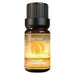 Ecodrop Turmeric Essential Oil I 10ml I Certified Organic and 100% Pure Essential Oils I Natural & Organic with Therapeutic Grade for Aromatherapy I Use for Massage, Diffusers & Bath I e-Book Included