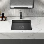 Weibath Bathroom Sink Luxury Stainless Steel Rectangular Sink Undermount Bathroom Wash Sink (Black)