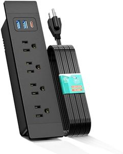 QBA Recessed Power Strip with USB C PD 20W, Desk Outlet with 4 AC Outlets and 3 USB Ports, Flush Mount Power Strip for Furniture Side Table Cabinet Drawer, 6ft Cord, ETL Listed, Black