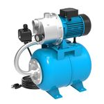 BOMGIE 1.5HP Shallow Well Pump with Pressure Tank,1200 GPH Irrigation Jet Pump Automatic Booster Sprinkler System,Stainless Steel Water Transfer Camp Pump for Home, Garden, Lawn