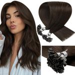 LaaVoo U Tip Hair Extensions Real Human Hair 20 Inch 50g 50s/pack Dark Brown Hair Extensions Remy Straight Hair Extensions Nail Tip Keratin Real Hair Extensions #4