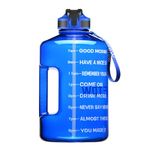 ETDW Gallon Motivational Water Bottle Jug with Time Marker, 128oz BPA Free Big Water Bottle with Straw Cleaning Brush Leakproof Daily Water Intake Bottle with Handle Pop Up Open Blue