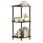 SRIWATANA 3-Tier Corner Shelf Stand for Small Space, Standing Corner Shelf, Vintage Corner Display and Storage Shelf for Bedroom, Living Room, Home Office, 3 Tier