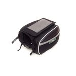 MOUNTAINGROVE Polyester Bicycle Double Sided Front Frame Bag with Mobile Pouch for Phones Upto 7 Inches, (Black)