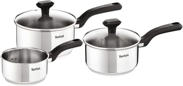 Tefal Comfort Max 3 Peice Stainless Steel Set, Durable Cookware for Healthy Cooking, Induction Compatible, Ergonomic Stay-Cool Handle, Dishwasher, C973S344