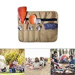 PWPAM Camping Tableware Storage Bag Picnic Cutlery Organizer Bag Cooking Utensils Hanging Bag (Square)