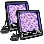 Upgraded 100W Black Light, CREATESTAR 2 Pack LED Black Lights for Glow Party, IP66 Waterproof Black Light, Glow in The Dark, for Black Light Party, Body Paint, Fluorescent Poster, Neon Glow, Halloween