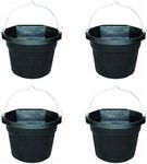 Farm Innovators Rubber 3 Gallon Flat Back Heated Bucket with Metal Handle, Built in Thermostat, and Concealed Heating Element, 70 Watt (4 Pack)