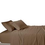 Stripes Taupe 600 Thread Count Split King Size Sheet Set, 100% Cotton Deep Pocket Bed Sheets 600TC.