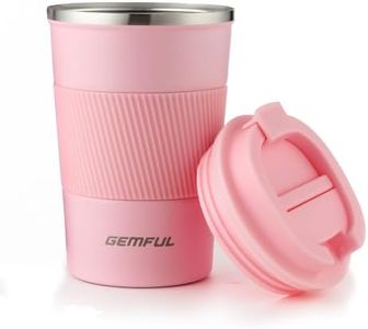 GEMFUL Travel Coffee Mug Double Walled Insulated Tumbler Cups for Cold and Hot Drinks 380ml