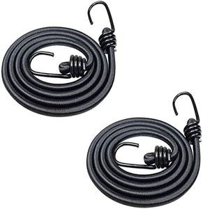 DRERIO 2 Pezzi 2 m corda bungee con ganci, cinghie bungee lunghe, cinghie di fissaggio per bagagli per impieghi gravosi, corda elastica nera per moto, auto, caravan, valigie, biciclette
